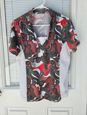 Golf America Colorful Paisley V-Neck Active Top XL
